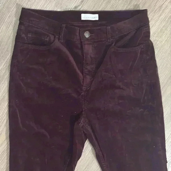 LOFT Burgundy Velvet Slim Pants Size 12P - Picture 8 of 8